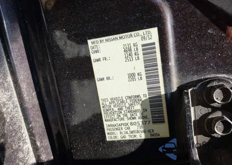 2013 Nissan Maxima 3.5 Sv z USA, uszkodzony, nr VIN 1N4AA5APXDC805377